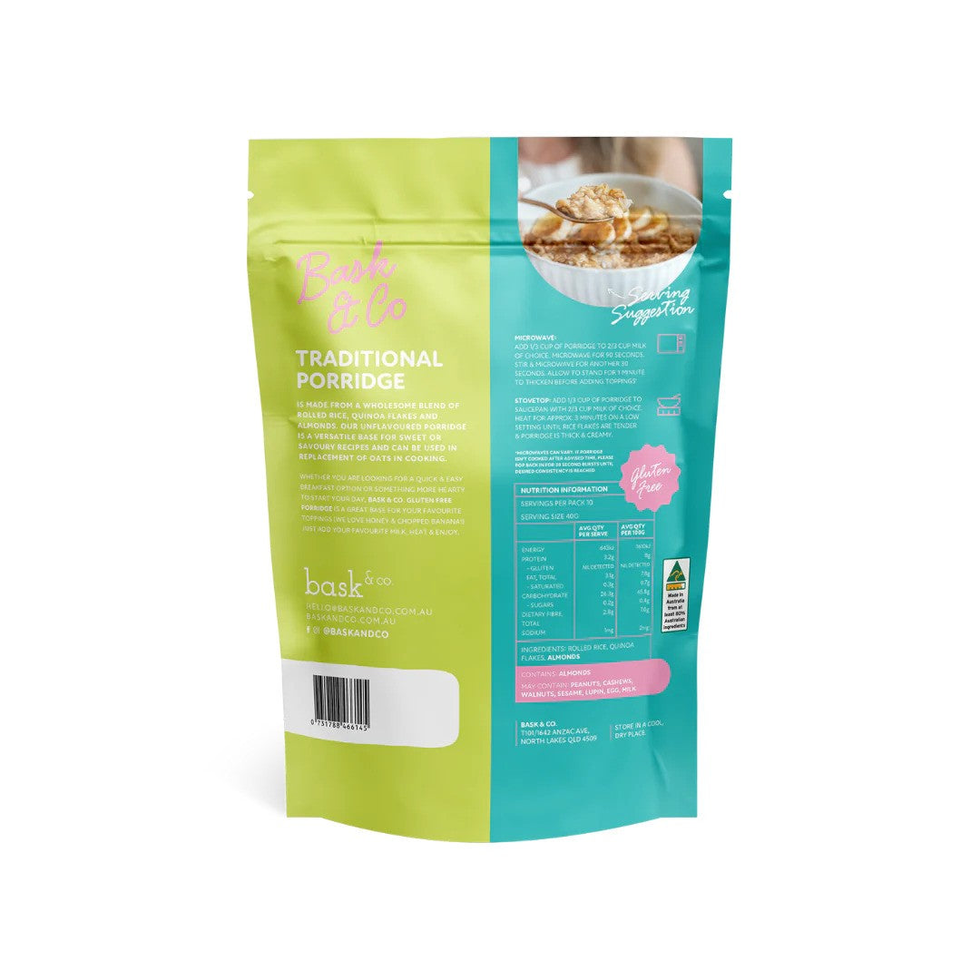 Bask & Co Gluten Free Traditional Porridge 400g