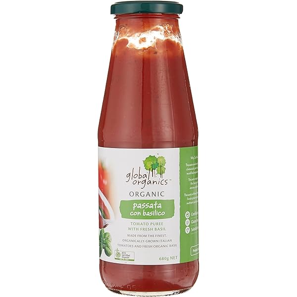 Global Organics Tomato Passata Basil Organic 680g