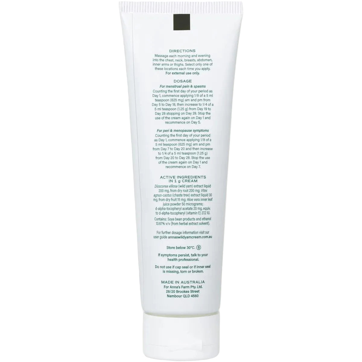 ANNA'S Wild Yam Cream Menstrual & Menopausal Symptoms 100g