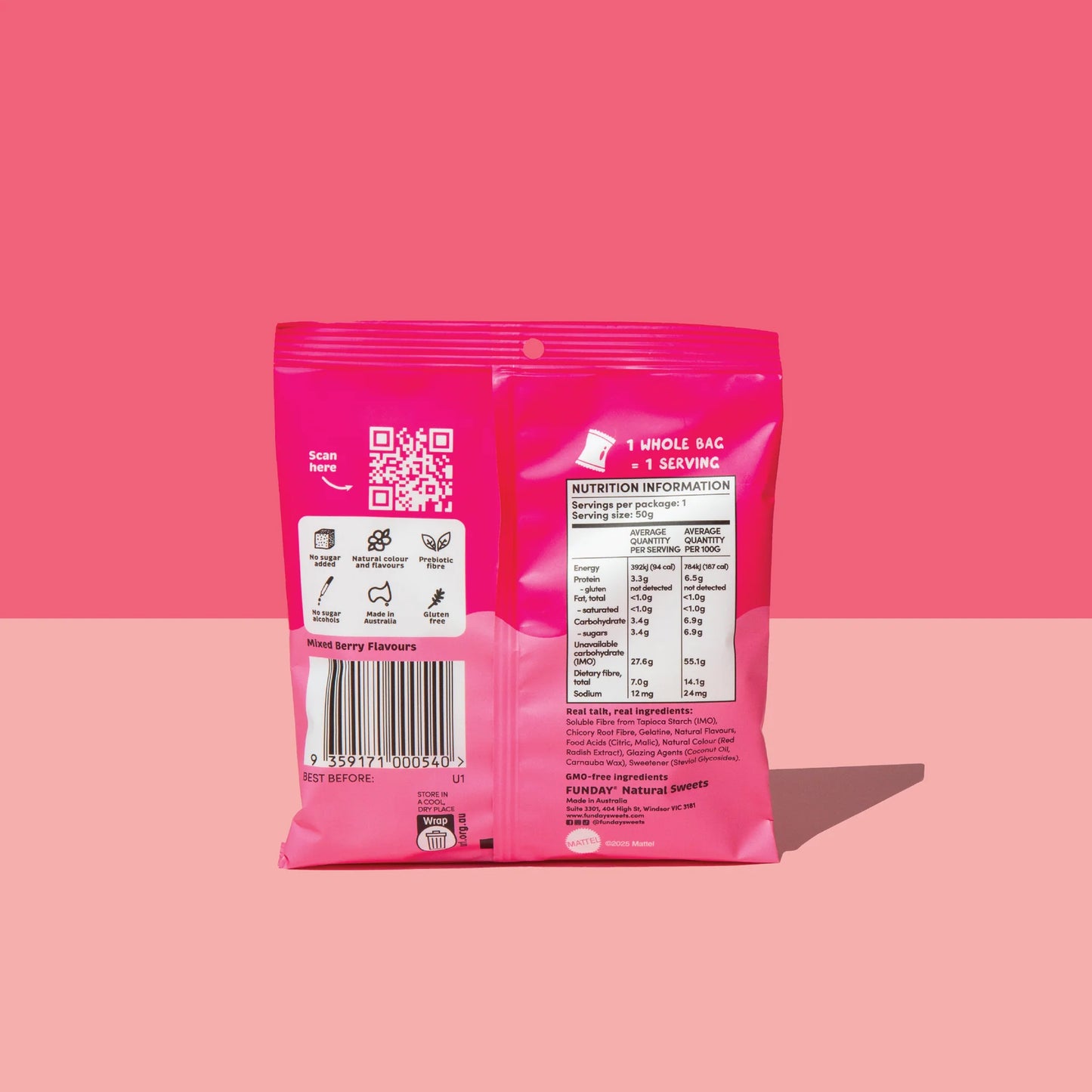 Funday Natural Sweets Limited Edition Barbie Berry Kisses 50g