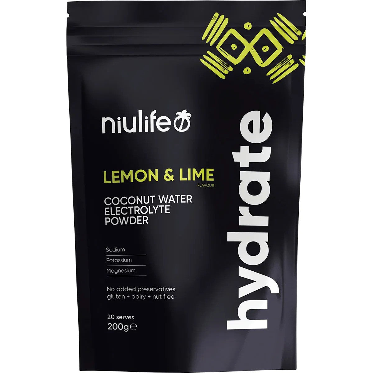 Niulife Hydrate Electrolyte Powder Lemon & Lime 200g
