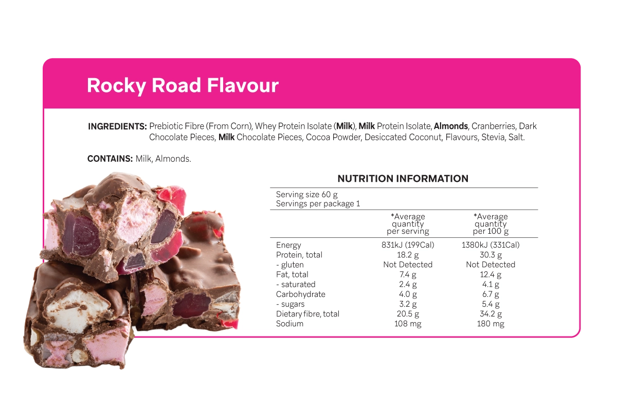 Smart Protein Bar Rocky Road nutrition panel