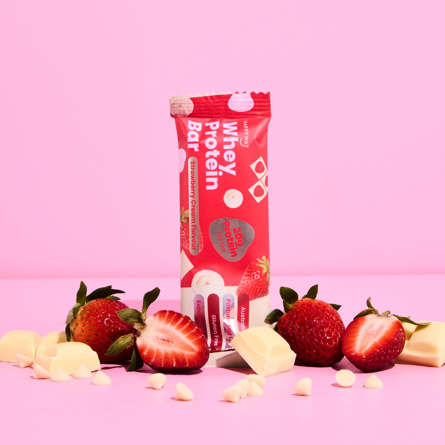 Happy Way Strawberry Cream protein bar