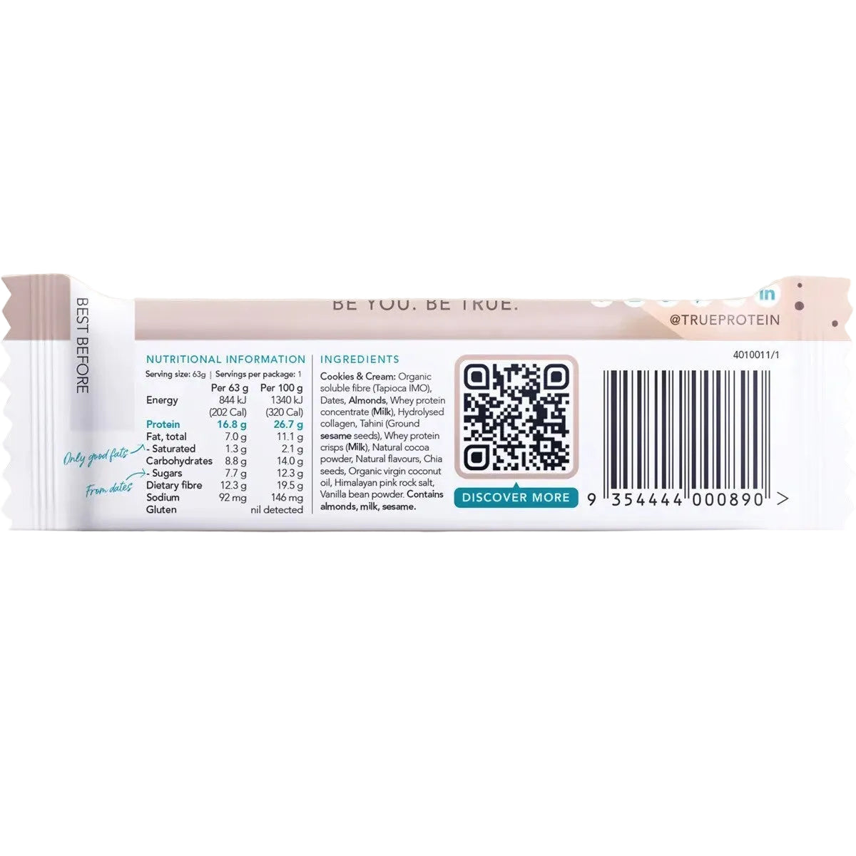 True Protein Protein Bar Cookies & Cream 63g