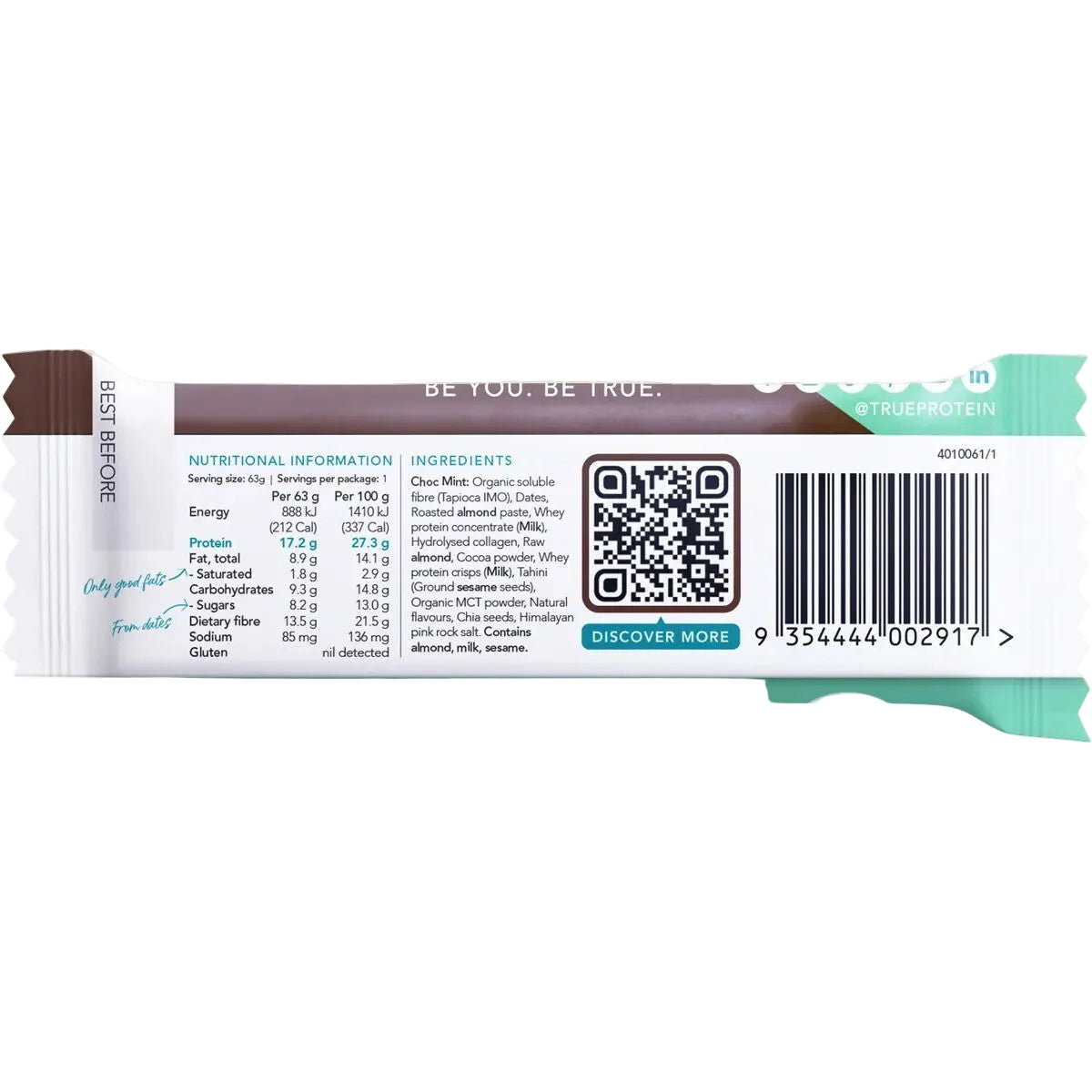 True Protein Protein Bar Choc Mint 63g