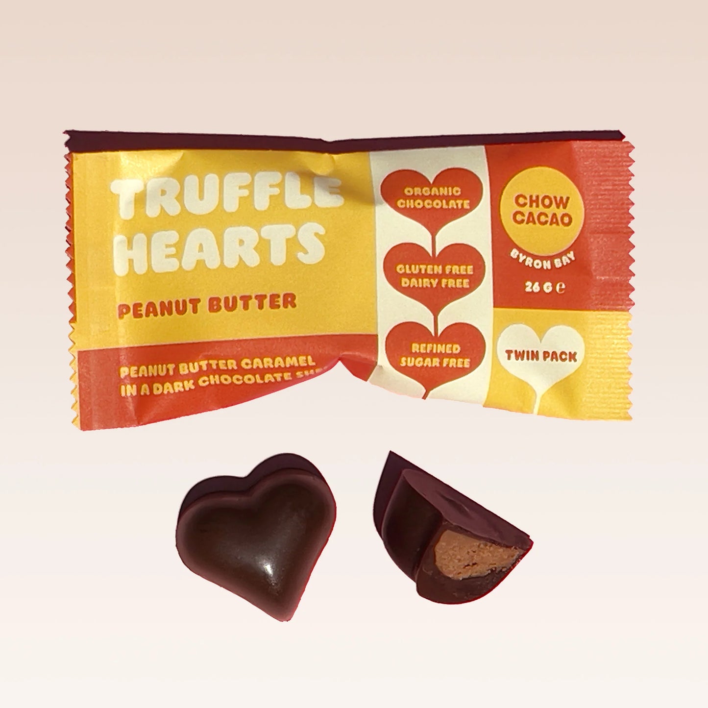 Chow Cacao Truffle Hearts - Peanut Butter 26g