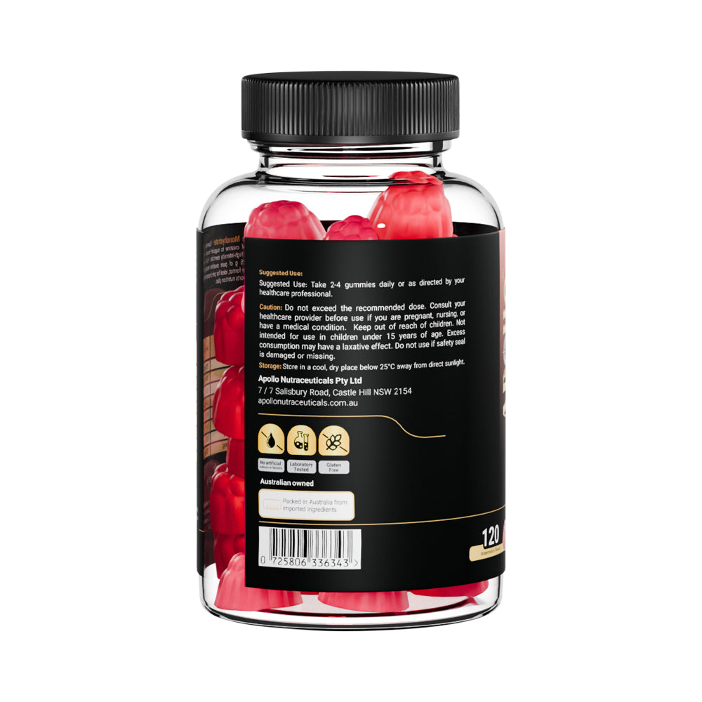 Apollo Nutraceuticals Creatine Monohydrate Gummies Watermelon back label