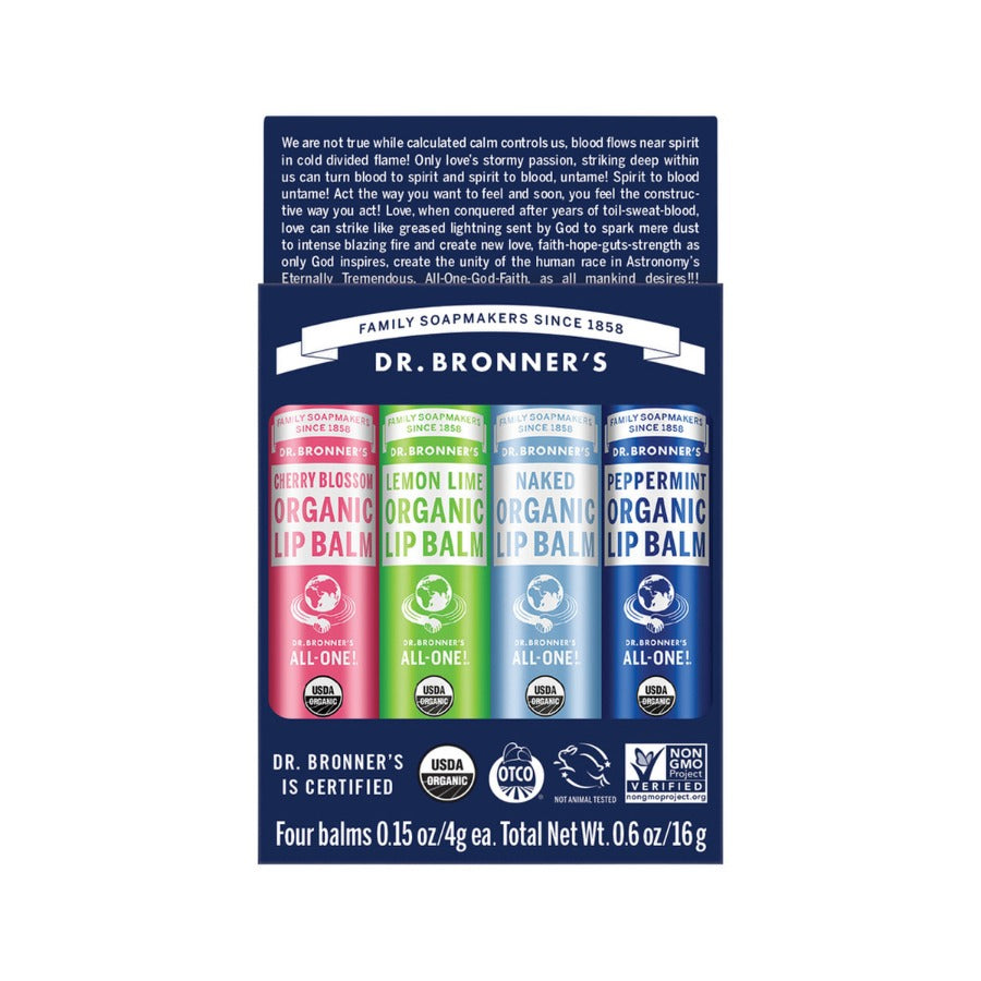 Dr. Bronner's Organic Lip Balm 4g x 4 Pack