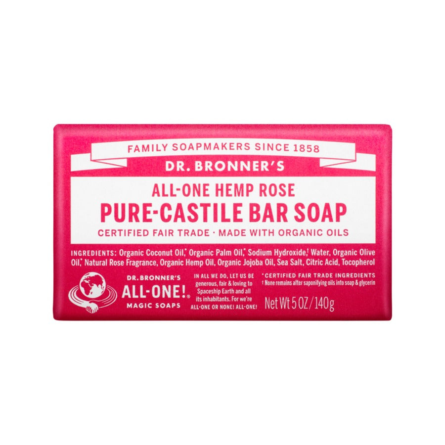 Dr Bronner's Pure Castile Bar Soap Hemp Rose 140g