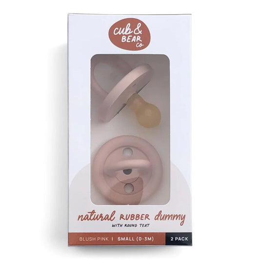 Cub & Bear Co Natural Rubber Dummy Round Teat Small (0-3 Months) Blush Pink Twin Pack