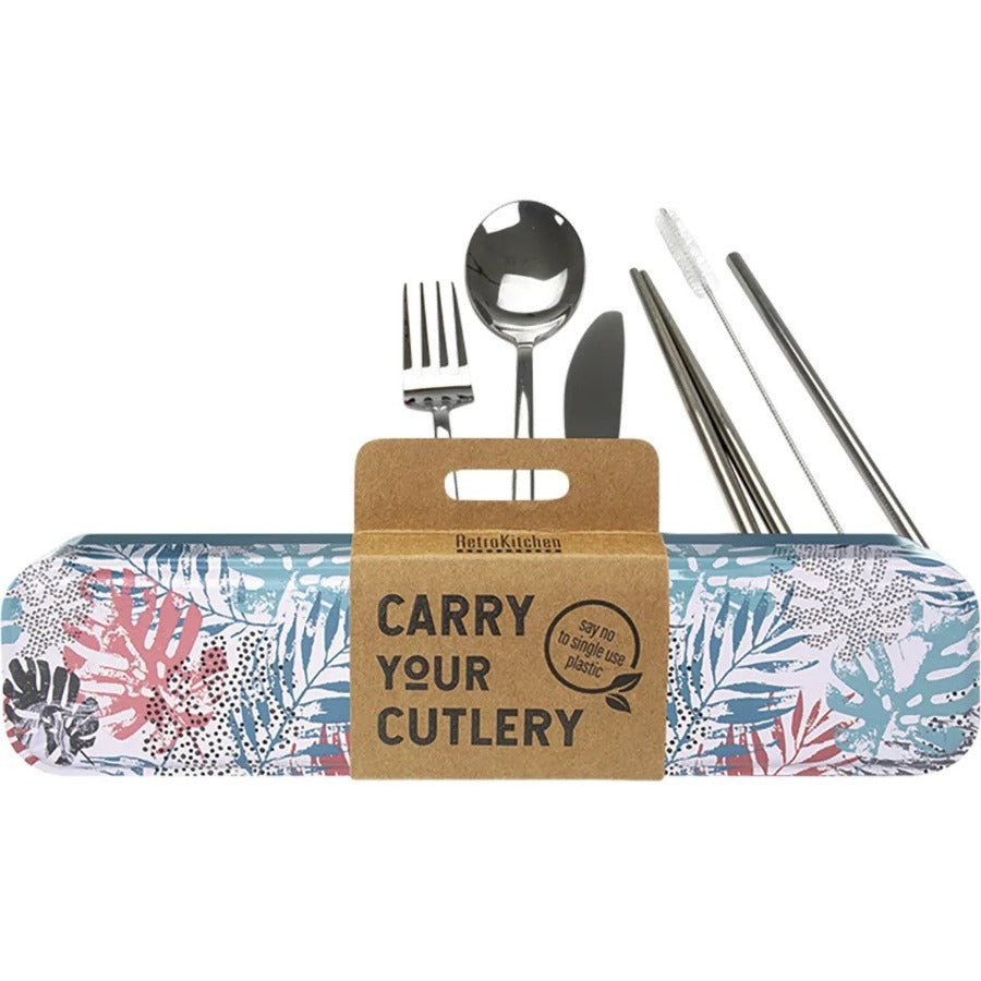 Retro Kitchen Carry Your Cutlery Set Palm Frond