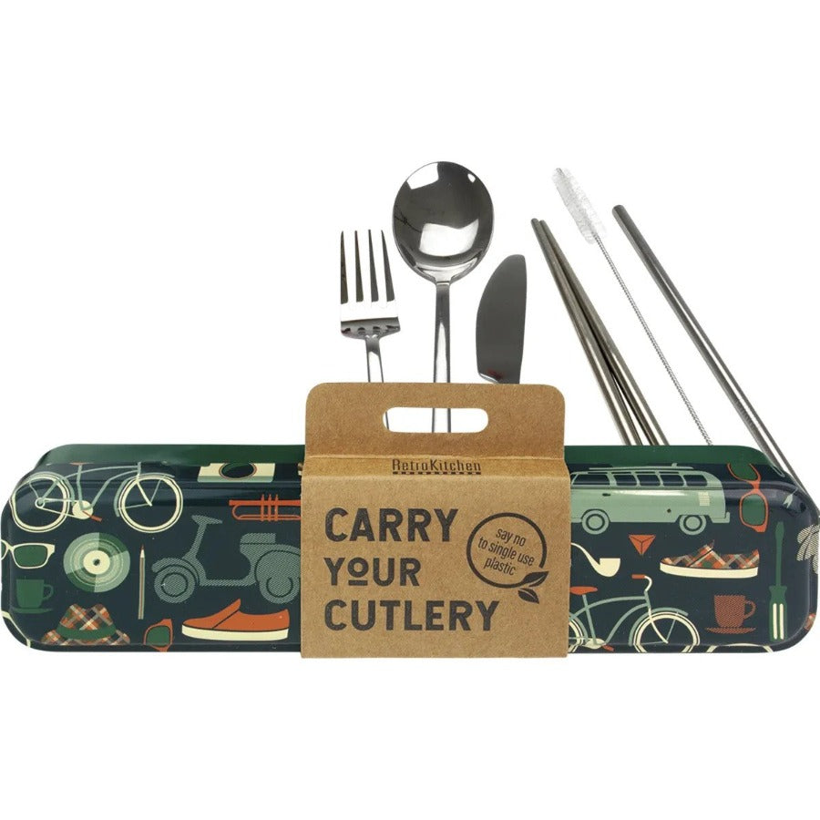 Retro Kitchen Carry Your Cutlery Set Retro Man