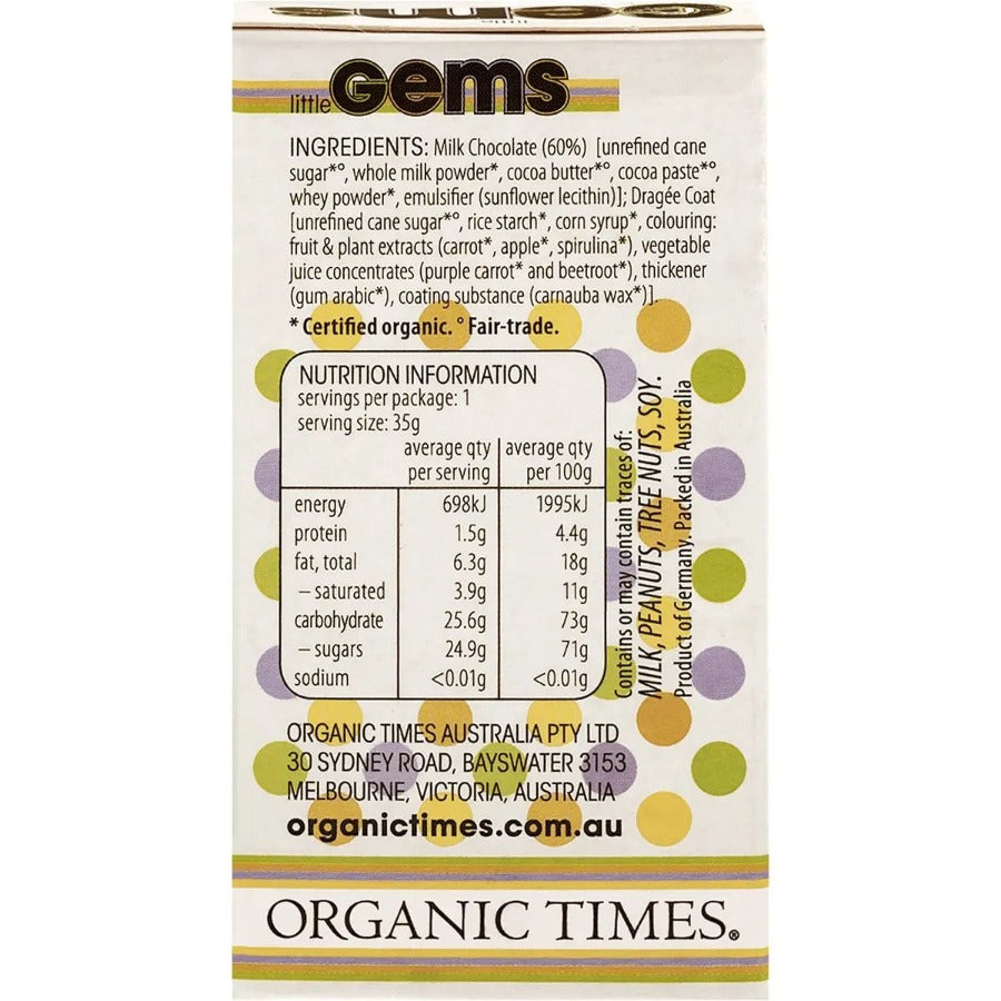 Organic Times Chocolate Little Gems 35g