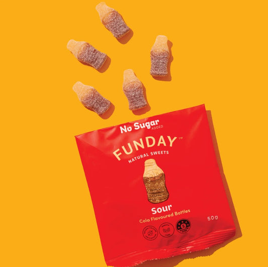 Funday Natural Sweets Sour Cola Gummy Bottles 50g