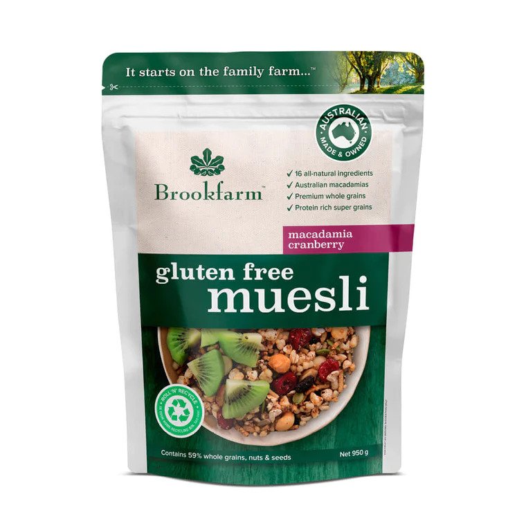 Brookfarm Gluten Free Muesli Mac Cran 950g