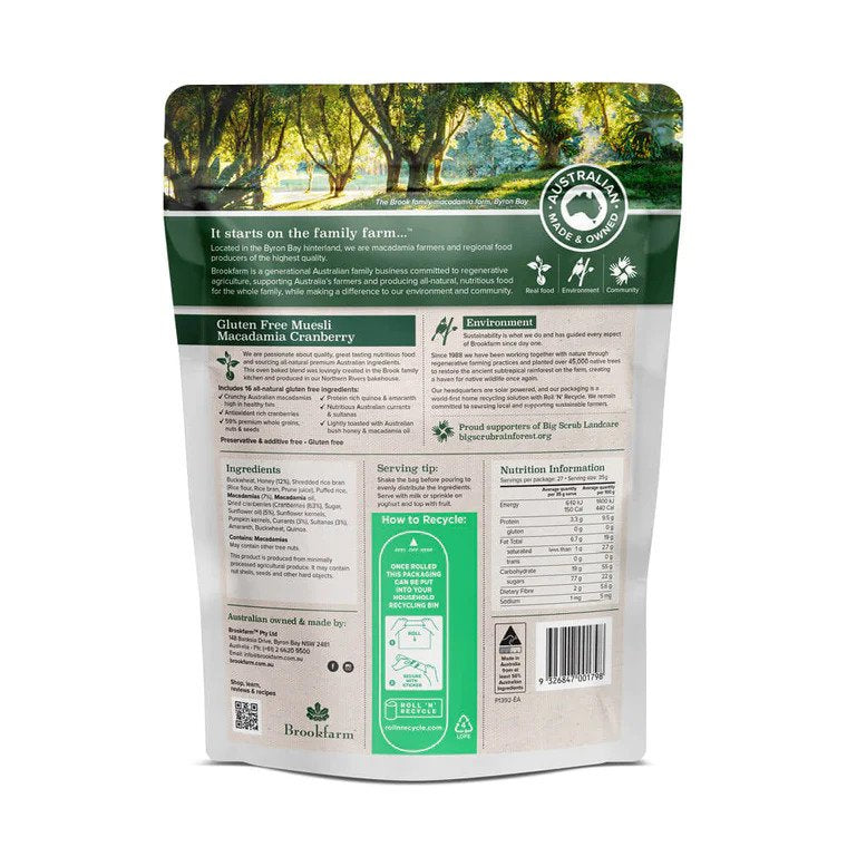 Brookfarm Gluten Free Muesli Mac Cran 950g