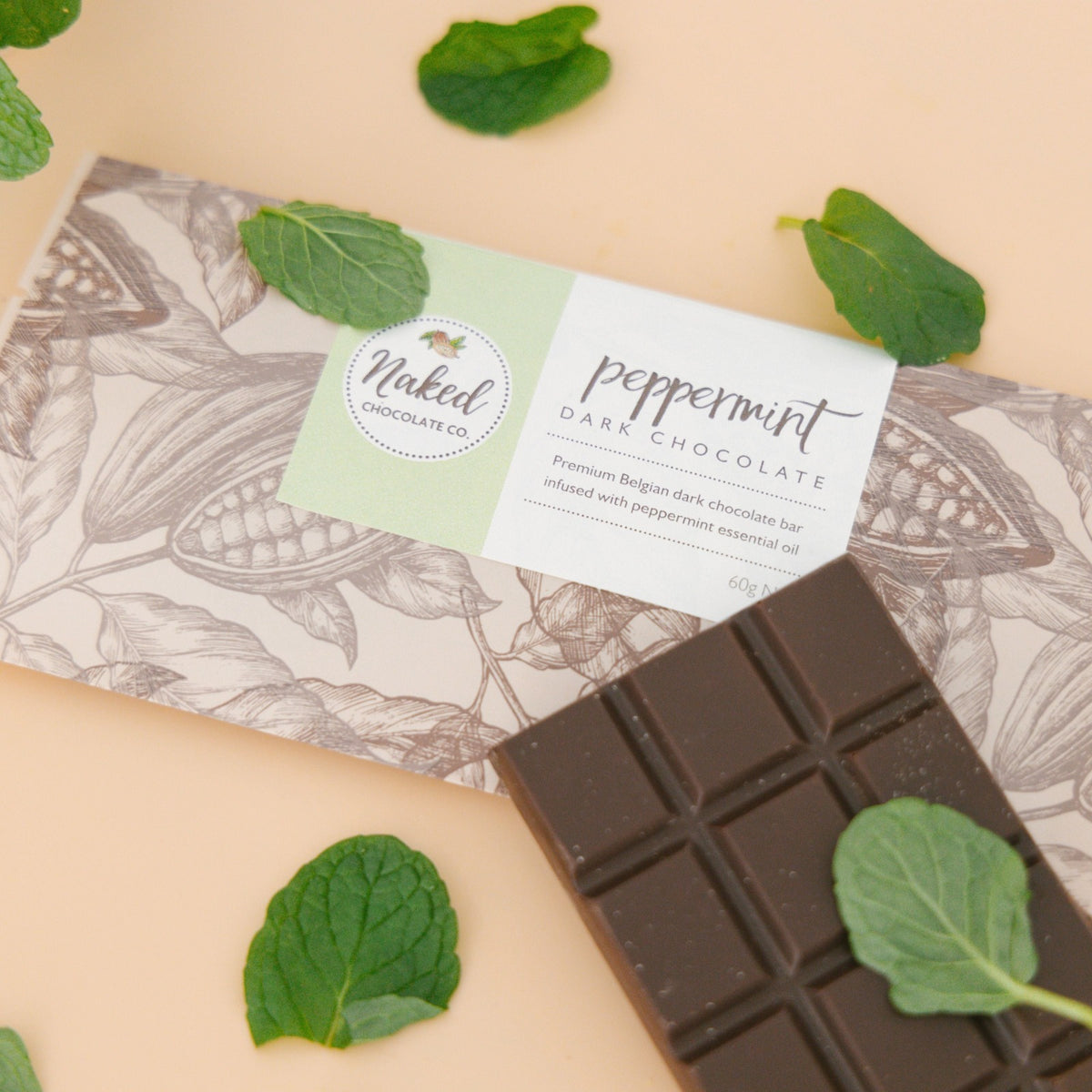 Naked Chocolate Co Dark Chocolate Peppermint Bar