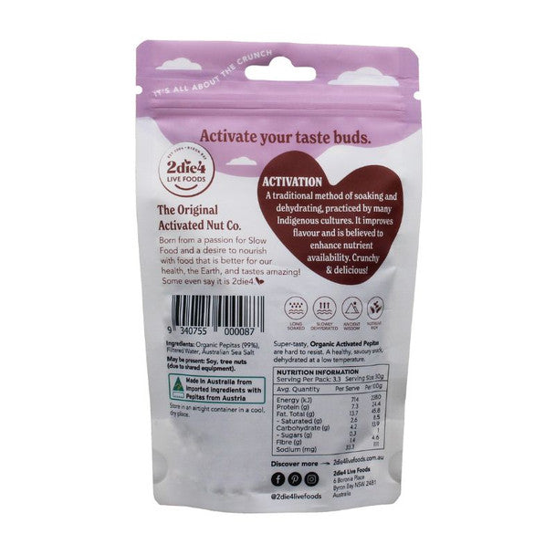 2die4 Live Foods Activated Organic Pepitas 250g