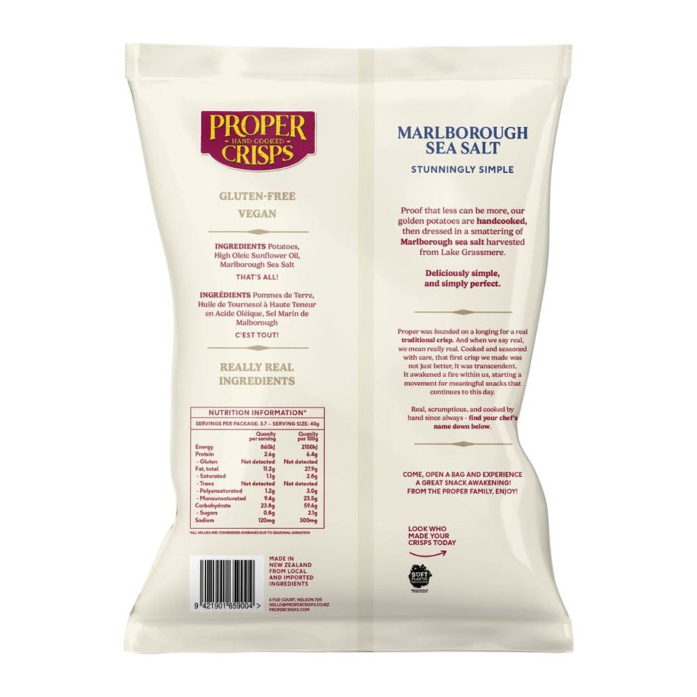 Proper Crisps Marlborough Salt 150g