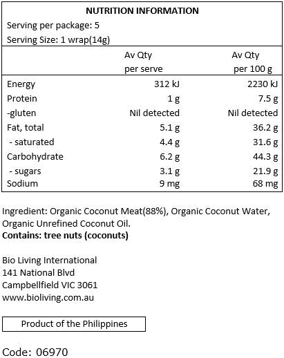 Nuco Organic Raw Coconut Wraps 70g (5x14g)
