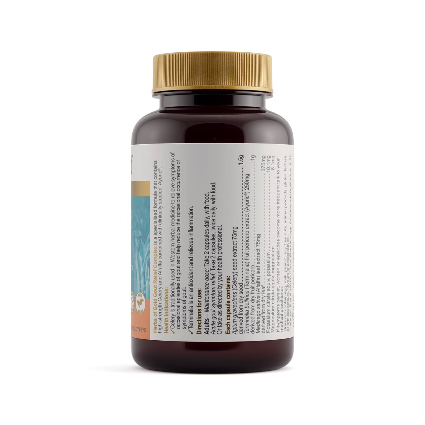 Herbs of Gold Gout Relief Complex ingredients panel