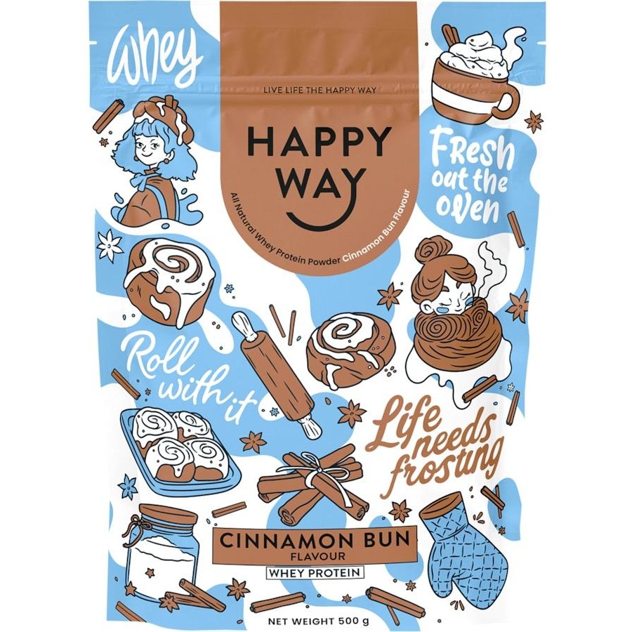 Happy Way Whey Protein Powder Cinnamon Bun 500g