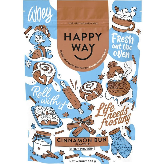 Happy Way Whey Protein Powder Cinnamon Bun 500g