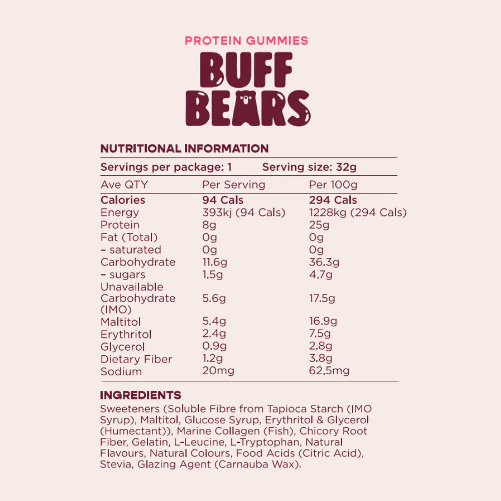 Buff Bears Protein Gummies Pink Lemonade 32g