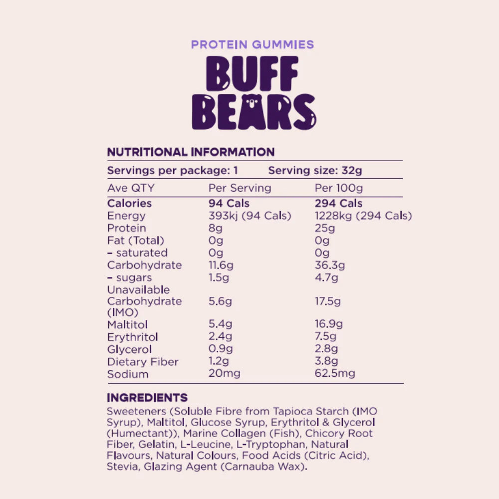 Buff Bears Protein Gummies Grape 32g