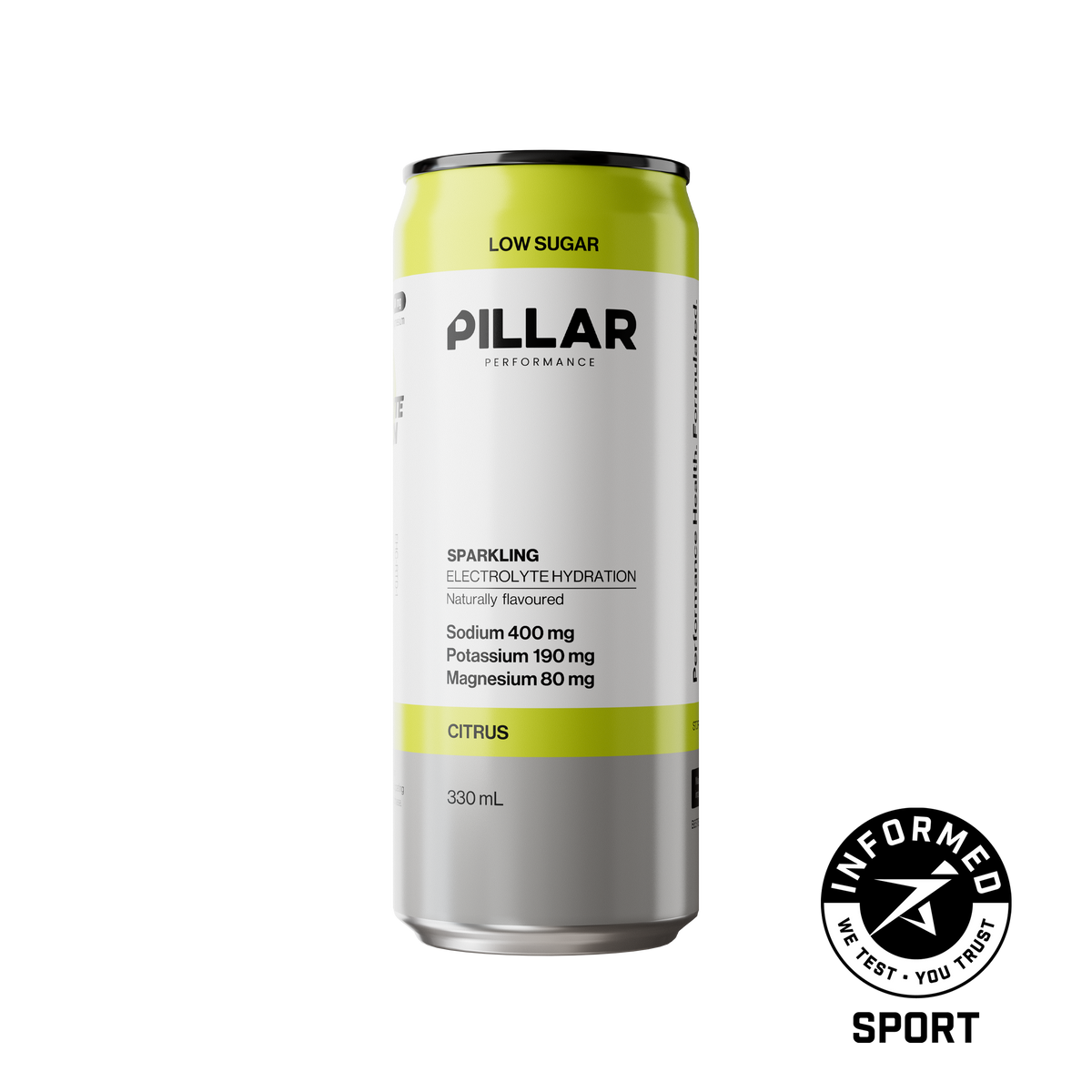 Pillar Performance Sparkling Electrolyte Hydration Citrus 330ml can