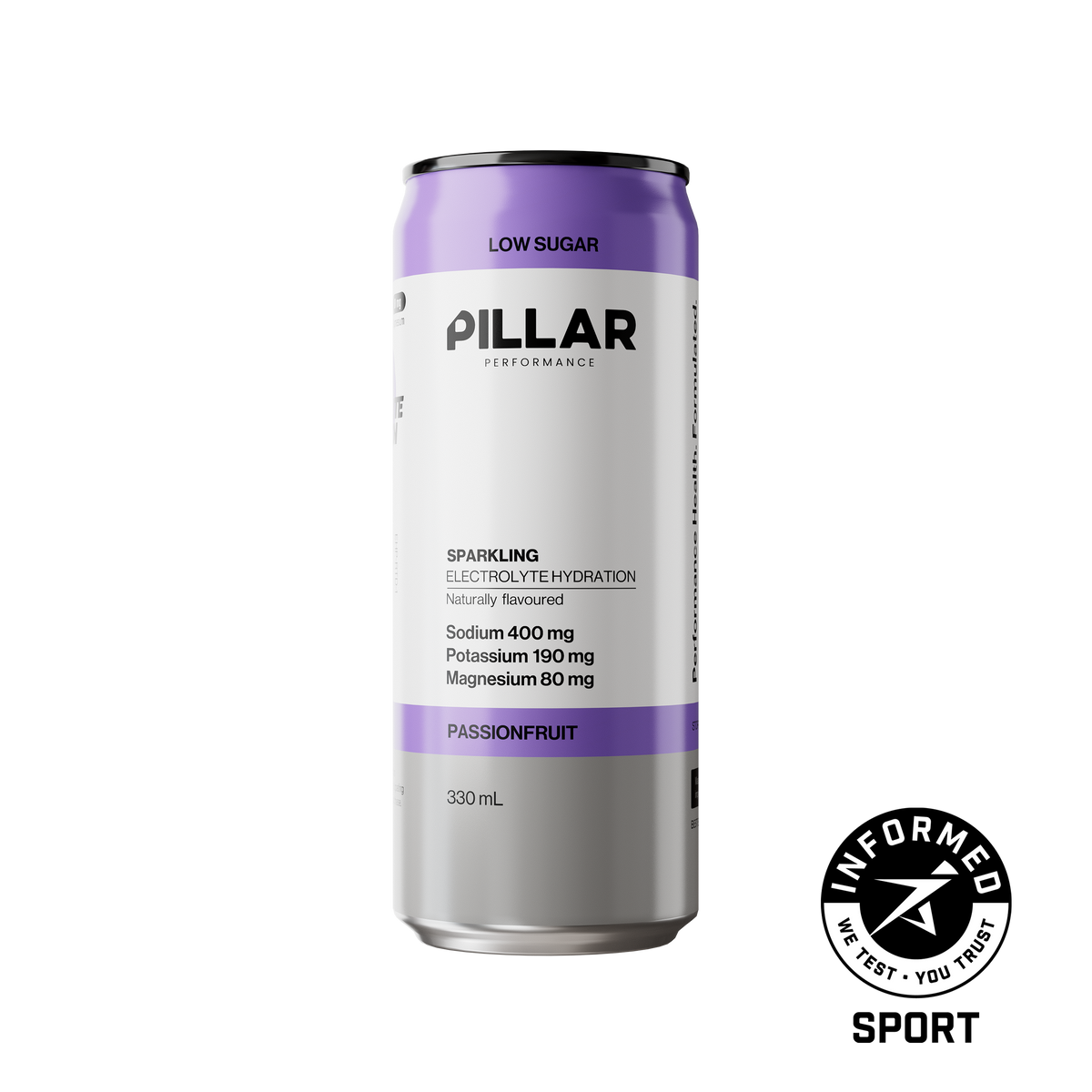Pillar Performance Sparkling Electrolyte Hydration Passionfruit 330ml can