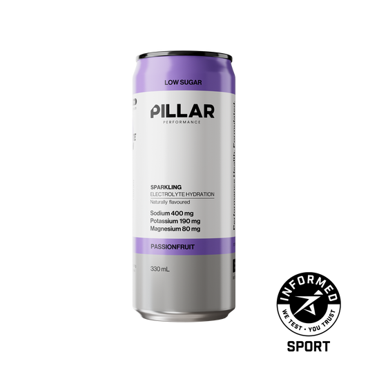 Pillar Performance Sparkling Electrolyte Hydration Passionfruit 330ml can