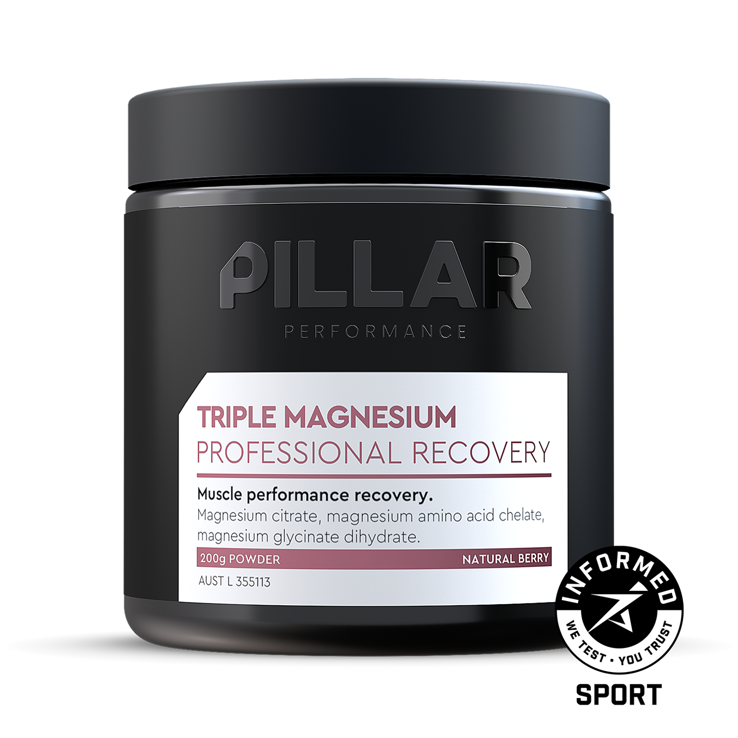 Triple Magnesium Powder - Natural Berry, Jar (40 Serves)