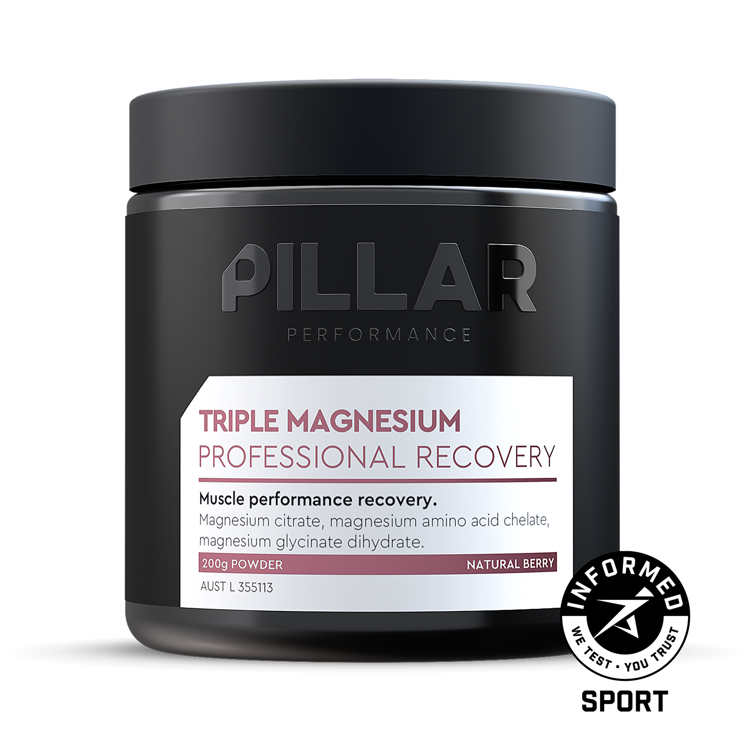 Triple Magnesium Powder - Natural Berry, Jar (40 Serves)