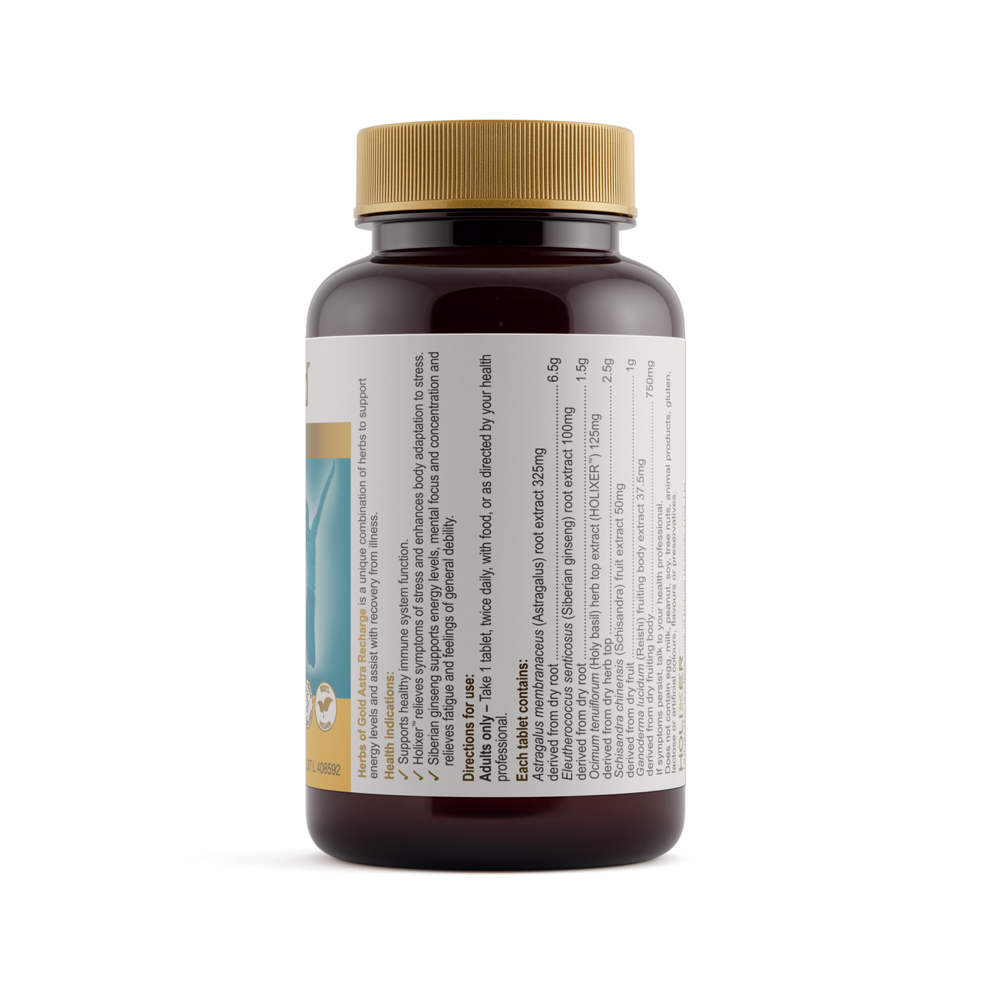 Herbs of Gold Astra Recharge 60 Tablets ingredients panel