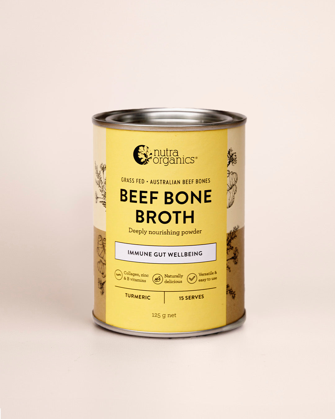 Nutra Naturals Beef Bone Broth Turmeric 125g front