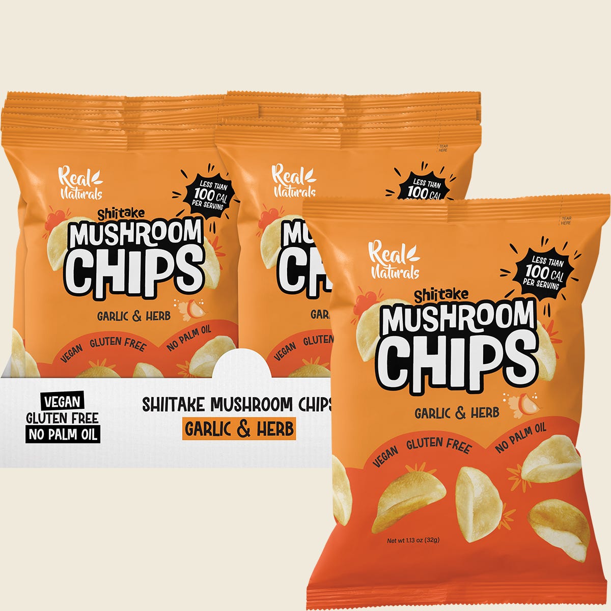 Real Naturals Shiitake Mushroom Chips Garlic & Herb 32g