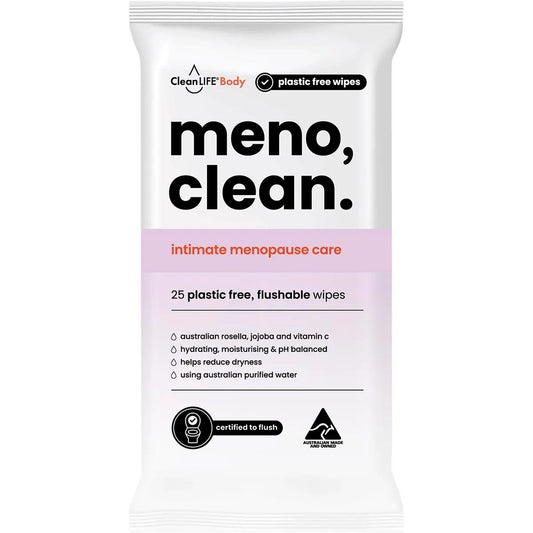CleanLife Meno Clean Wipes Flushable Plastic Free Wipes 25pk
