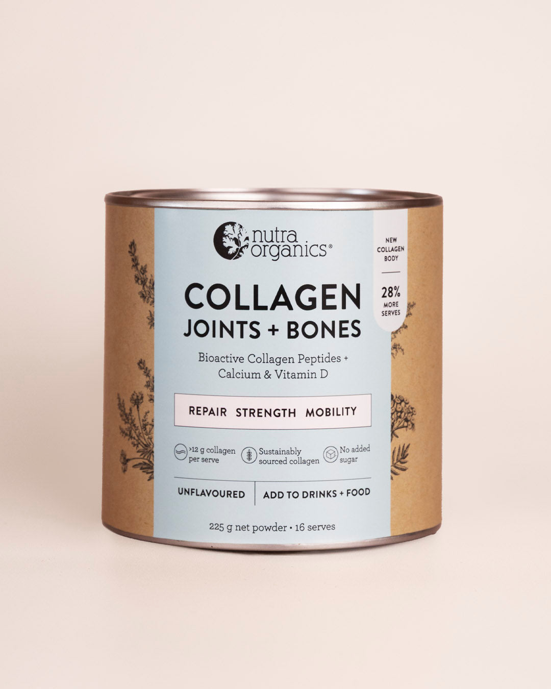 Nutra Naturals Collagen Joints + Bones Unflavoured 225g front