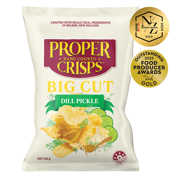 Proper Crisps Dill Pickle and Apple Cider Vinegar 140g front of pack