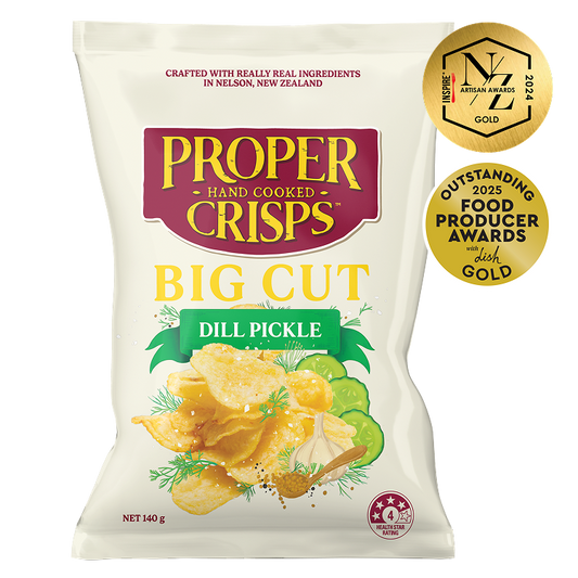 Proper Crisps Dill Pickle and Apple Cider Vinegar 140g front of pack