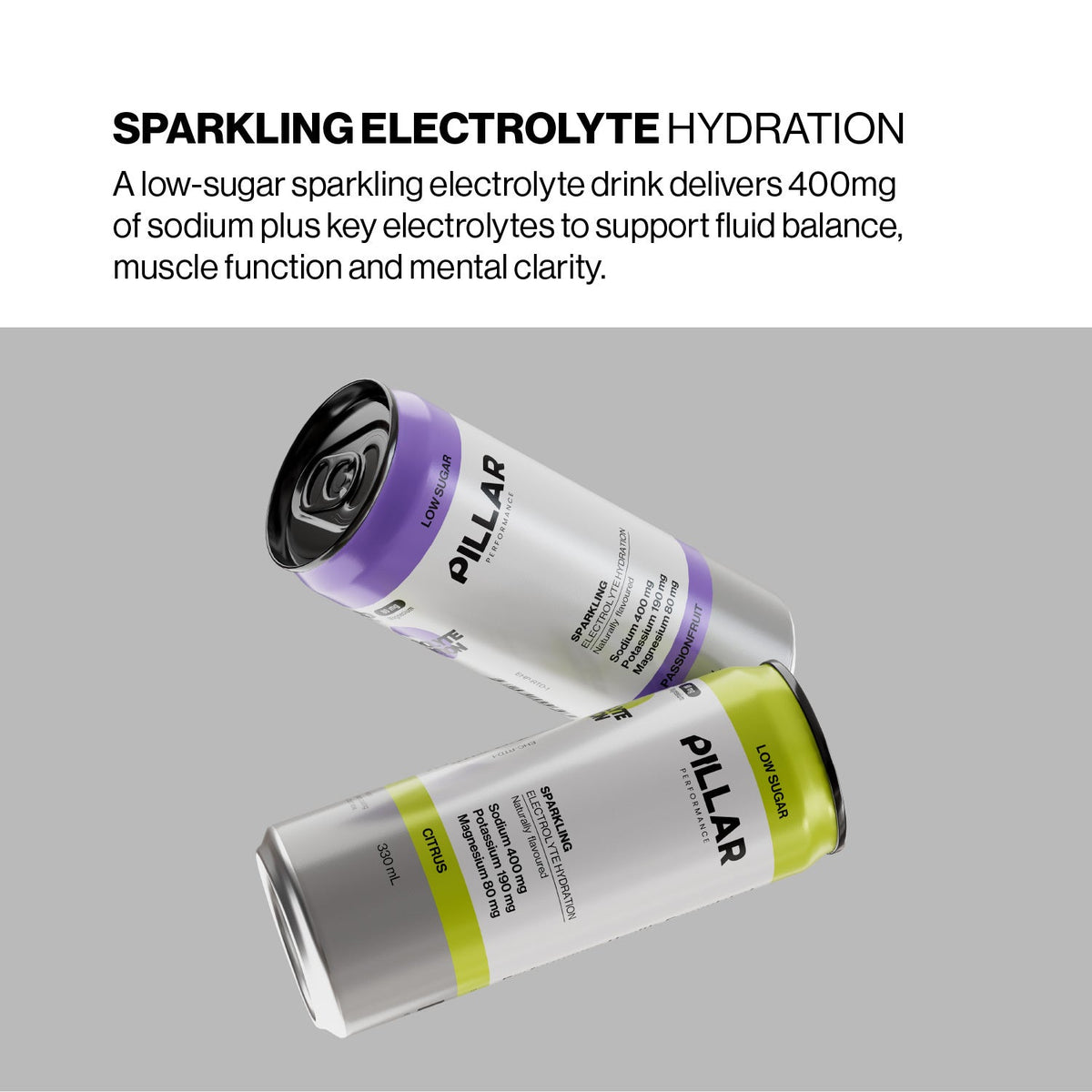 Pillar Sparkling Electrolyte Hydration cans