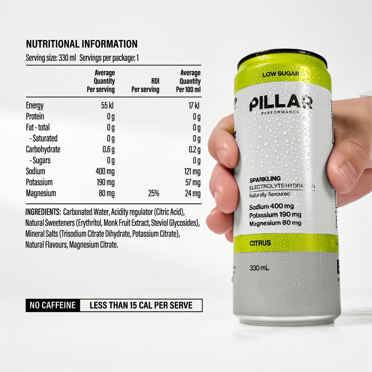 Pillar Sparkling Electrolyte Hydration cans