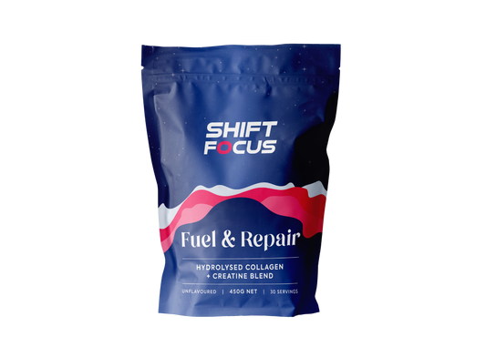 Shift Focus Fuel & Repair Creatine & Collagen front of pack