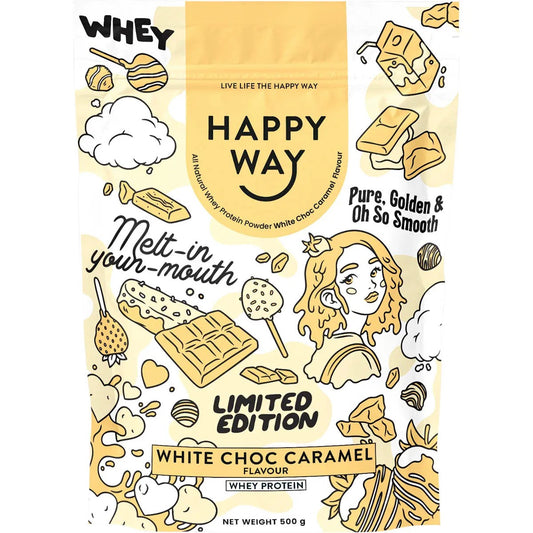 Happy Way Whey Protein Powder White Choc Caramel 500g