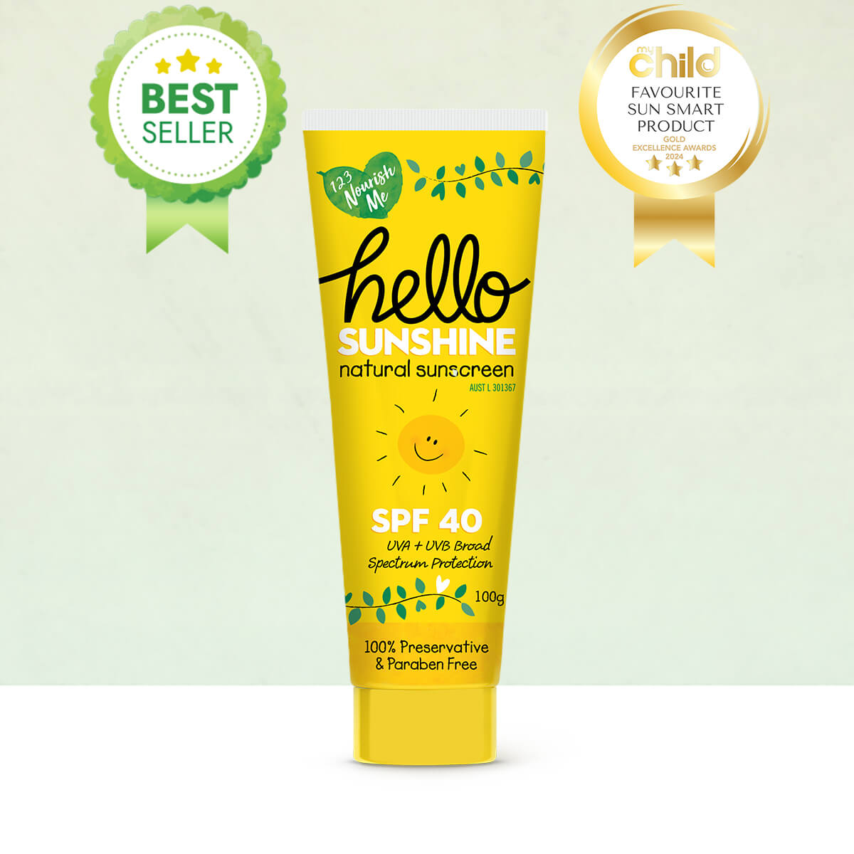 123 Nourish Me Hello Sunshine Natural Sunscreen 100g