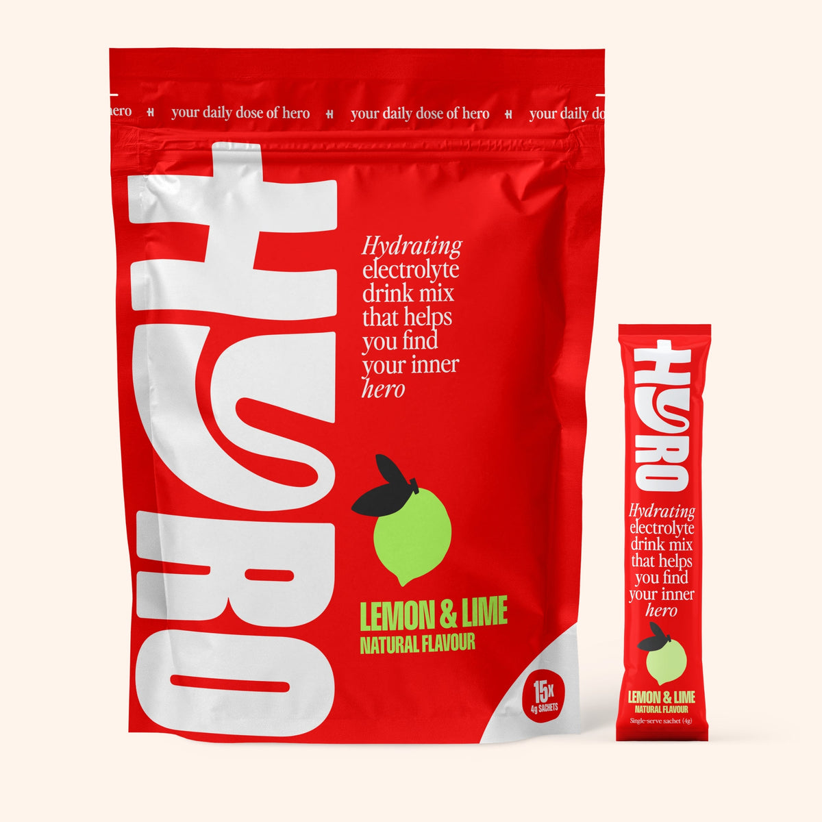 HYRO Electrolyte Sachets Lemon Lime pouch and sachet