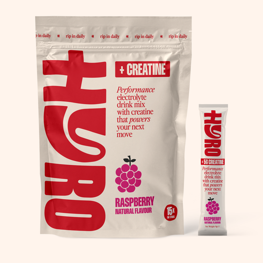 HYRO Perform Raspberry electrolyte sachets pouch with creatine