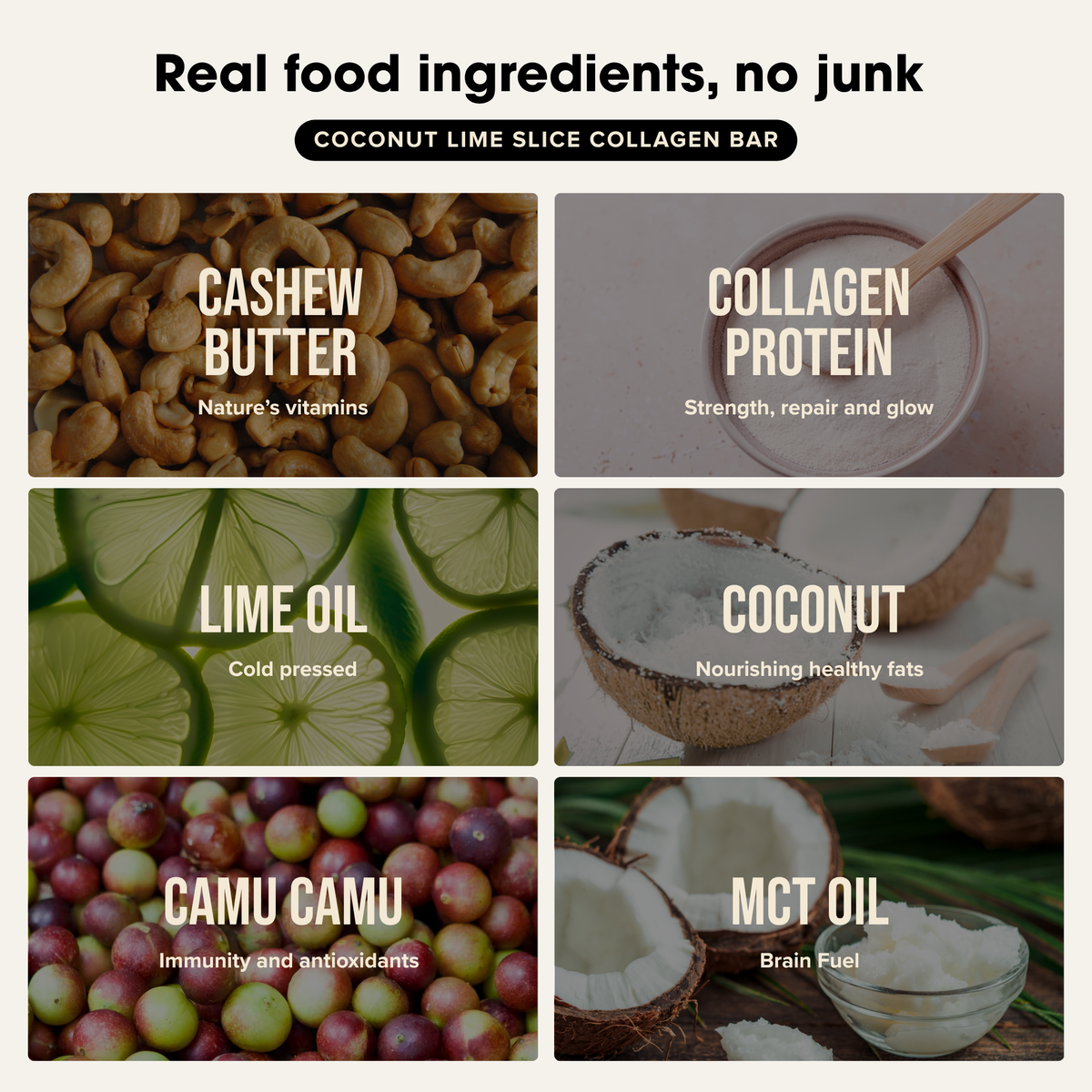 Chief Collagen Protein Bar Coconut Lime Slice real food ingredients
