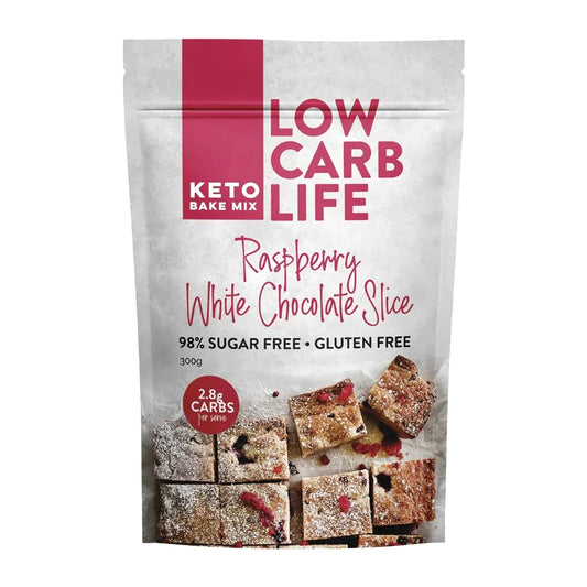 Low Carb Life Keto Bake Mix Raspberry White Chocolate Slice